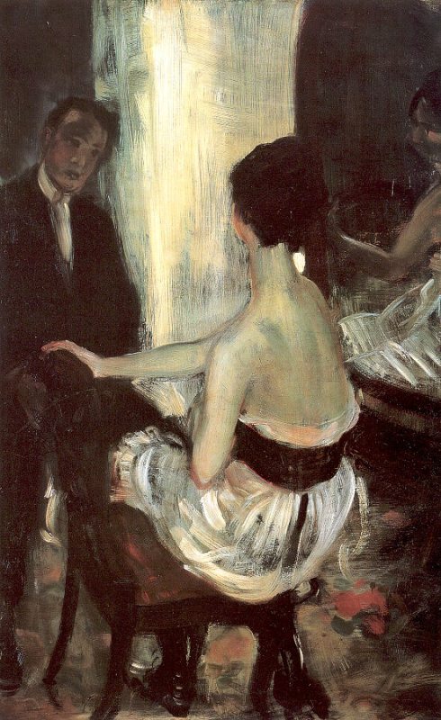 Seated Actress with Mirror  1903  by William Glackens Oil Painting reproduction