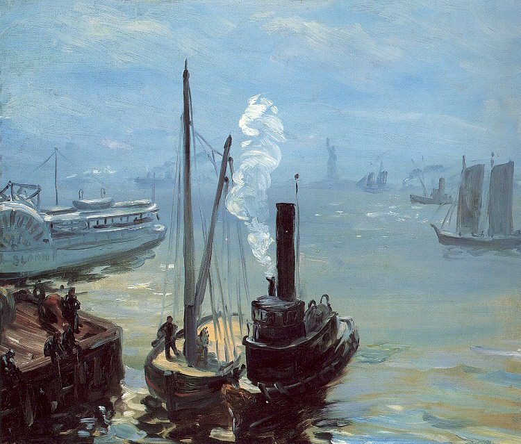 Tugboat and Lighter  1904-05  by William Glackens Oil Painting reproduction