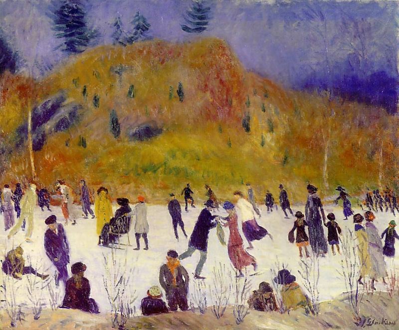 Skating in Central Park  c.1910  by William Glackens Oil Painting reproduction