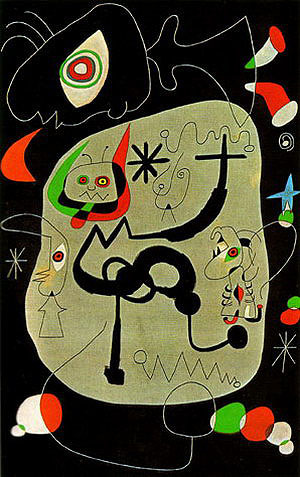 Dancer Hearing an Organ Playing in a Gothic Cathedral, 1945  by Joan Miro Oil Painting reproduction