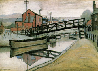 Barges on a Canal 1941  by L S Lowry Oil Painting reproduction