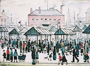 Market Scene, Northern Town 1939  by L S Lowry Oil Painting reproduction
