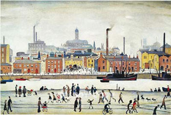 Northern River Scene 1930  by L S Lowry Oil Painting reproduction