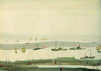 The Estuary 1956 by L S Lowry Oil Painting reproduction