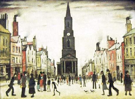 Market Scene, Berwick on Tweed by L S Lowry Oil Painting reproduction
