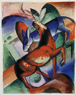 Horse & Donkey, 1912  by Marc,Franz Oil Painting reproduction