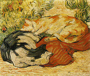 Cats on a Red Cloth (Katzen auf rotem Tuch), 1909-10 by Marc,Franz Oil Painting reproduction