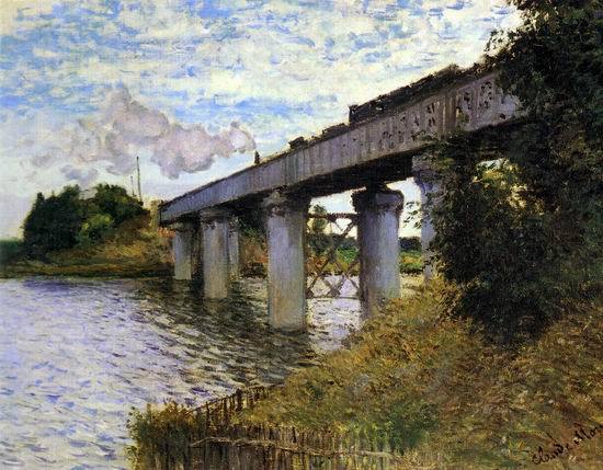 The Railway Bridge at Argenteuil. 1873 by  Claude Monet Oil Painting reproduction