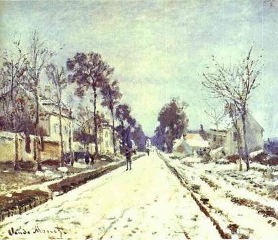 The Road to Louveciennes, the Effect of Snow. 1870  by  Claude Monet Oil Painting reproduction