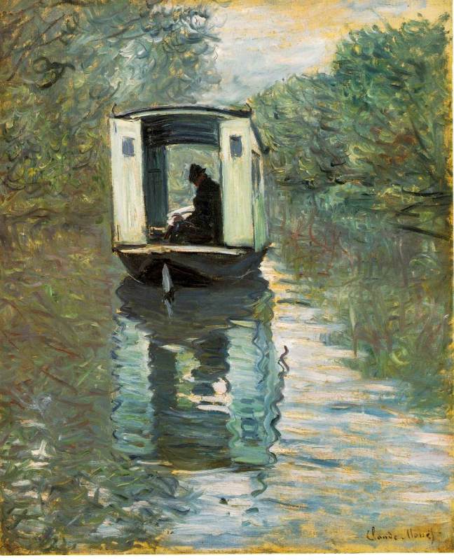 Le bateau atelier   1876  by  Claude Monet Oil Painting reproduction
