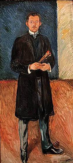 Self Portrait With Brushes  by Edvard Munch Oil Painting reproduction