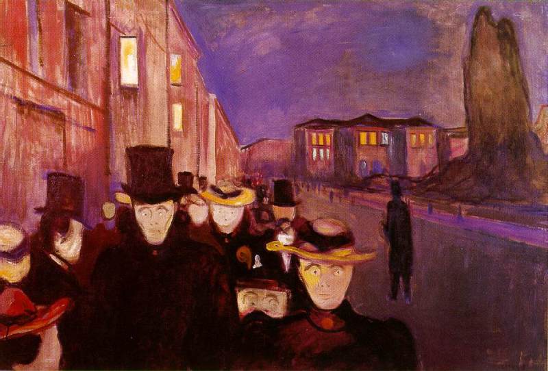 Evening on Karl Johan  1892 by Edvard Munch Oil Painting reproduction