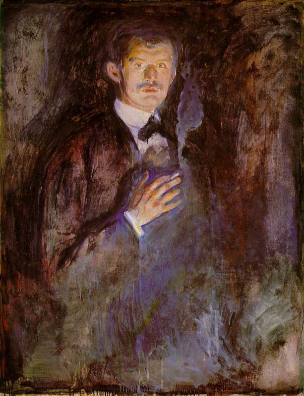 Self-Portrait with Burning Cigarette  1895  by Edvard Munch Oil Painting reproduction