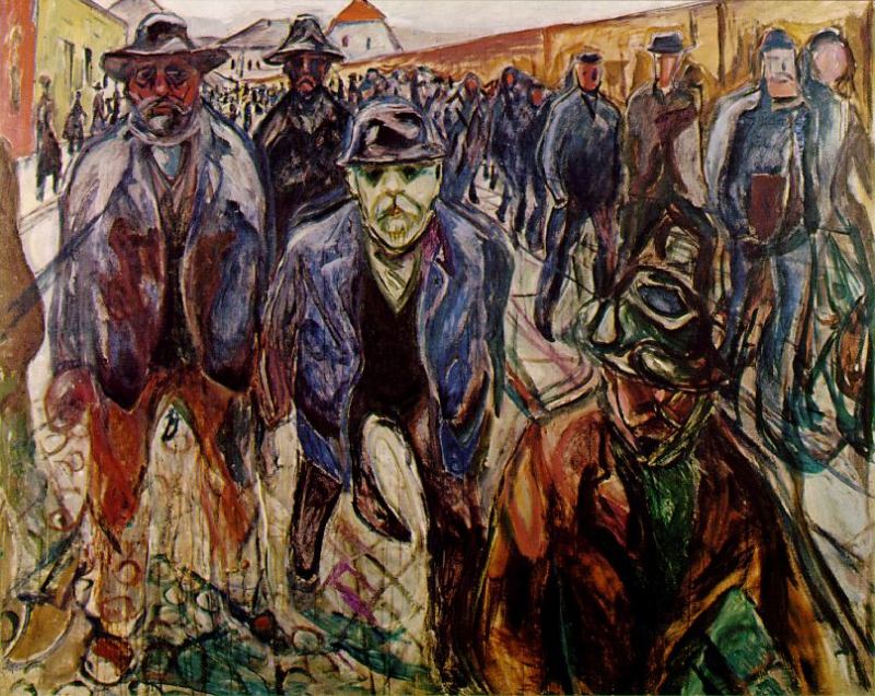 Workers Returning Home  1913-15  by Edvard Munch Oil Painting reproduction
