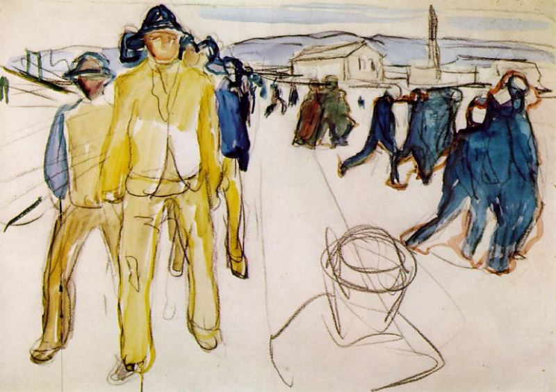 Workers Returning Home after 1916  by Edvard Munch Oil Painting reproduction