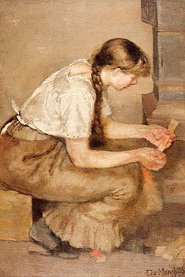 Cirl Kindling the Stove by Edvard Munch Oil Painting reproduction