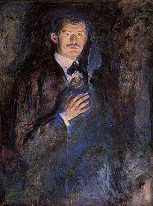 Selr-portrait with Cigarette  by Edvard Munch Oil Painting reproduction