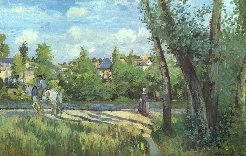 Sunlight on the Road- Pontoise, 1874  by Camille Pissarro Oil Painting reproduction