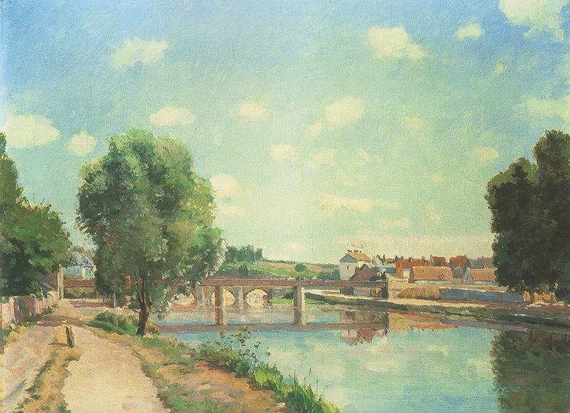 The Railway Bridge at Pontoise, 1873  by Camille Pissarro Oil Painting reproduction
