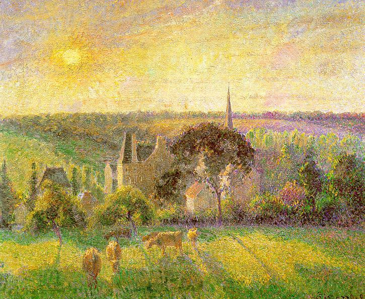Countryside & Eragny Church and Farm, 1895 by Camille Pissarro Oil Painting reproduction