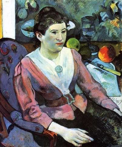 Portrait Of A Woman With Cezanne Still Life  by Paul Gauguin Oil Painting reproduction