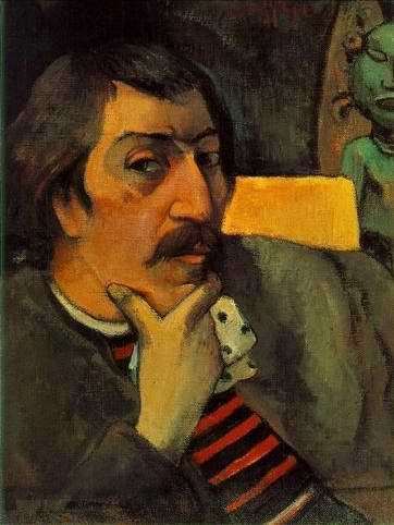 Portrait Of The Artist With The Idol  by Paul Gauguin Oil Painting reproduction
