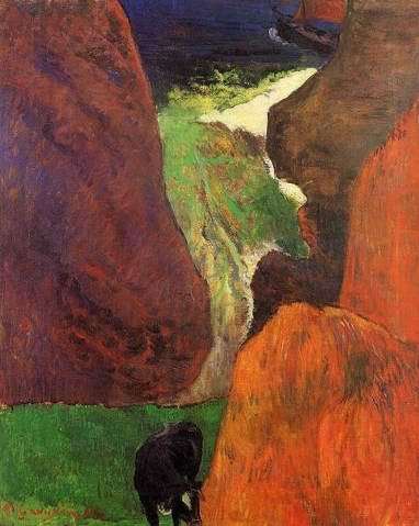 Seascape With Cow On The Edge Of A Cliff  by Paul Gauguin Oil Painting reproduction