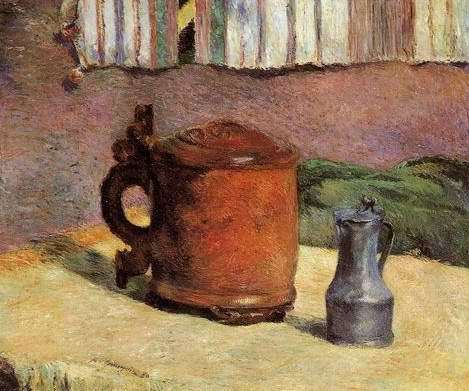 Still Clay Jug And Iron Mug  by Paul Gauguin Oil Painting reproduction