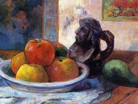 Still Life With Apples Pear And Ceramic Portrait Jug  by Paul Gauguin Oil Painting reproduction
