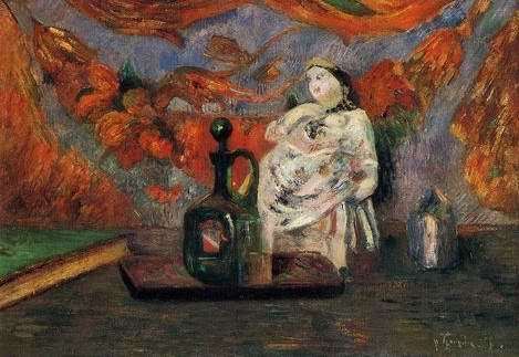 Still Life With Carafe And Ceramic Figure  by Paul Gauguin Oil Painting reproduction