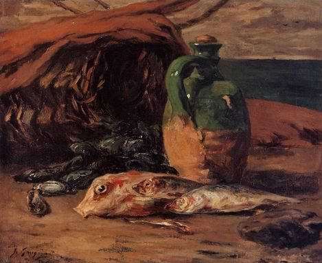 Still Life With Jug And Red Mullet  by Paul Gauguin Oil Painting reproduction