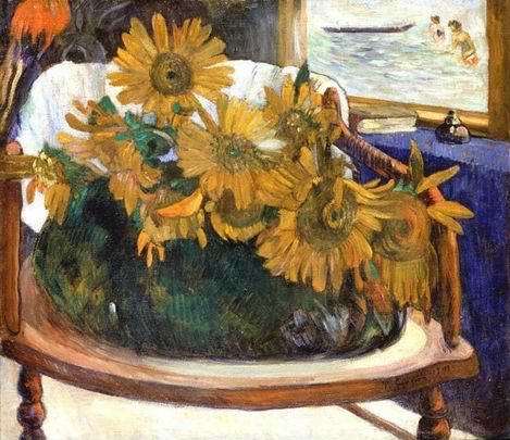 Still Life With Sunflowers On An Armchair by Paul Gauguin Oil Painting reproduction