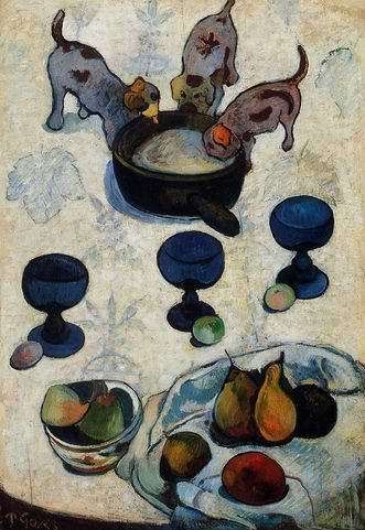 Still Life With Three Puppies by Paul Gauguin Oil Painting reproduction
