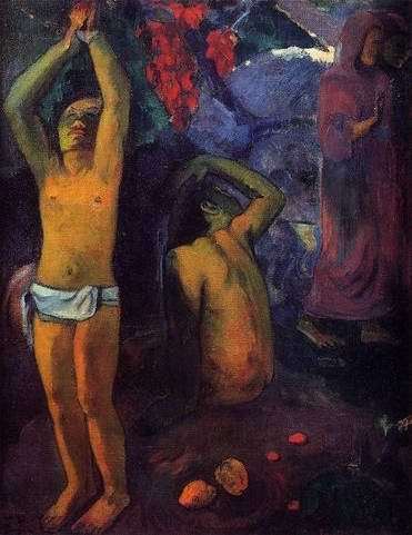 Tahitian Man With His Arms Raised  by Paul Gauguin Oil Painting reproduction