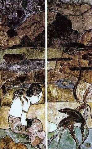 Tahitian Woman In A Landscape  by Paul Gauguin Oil Painting reproduction