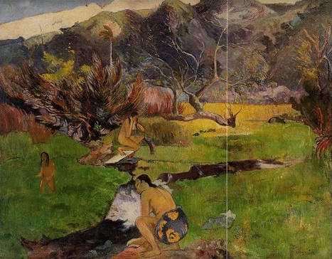 Tahitian Woman Near A River by Paul Gauguin Oil Painting reproduction