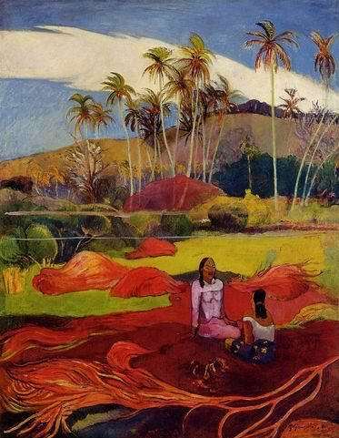 Tahitian Women Under The Palms  by Paul Gauguin Oil Painting reproduction