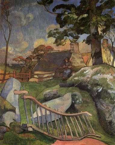 The Gate Aka The Swineherd  by Paul Gauguin Oil Painting reproduction