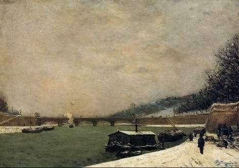 The Seine Pont D Iena Snowing by Paul Gauguin Oil Painting reproduction