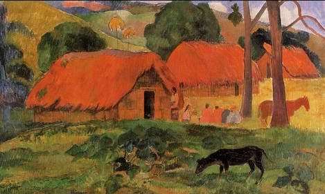 Three Huts Tahiti by Paul Gauguin Oil Painting reproduction