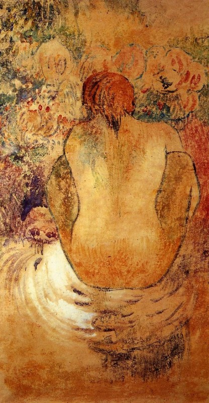 Crouching Marquesan Woman Seen from the Back by Paul Gauguin Oil Painting reproduction
