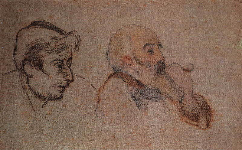 Portrait of Camille Pisarro by Gauguin (right)- Portrait of Paul Gauguin by Pissarro (left), 1879-83  by Paul Gauguin Oil Painting reproduction