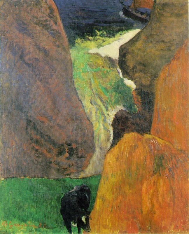 Seascape with Cow on the Edge of a Cliff  1888   by Paul Gauguin Oil Painting reproduction