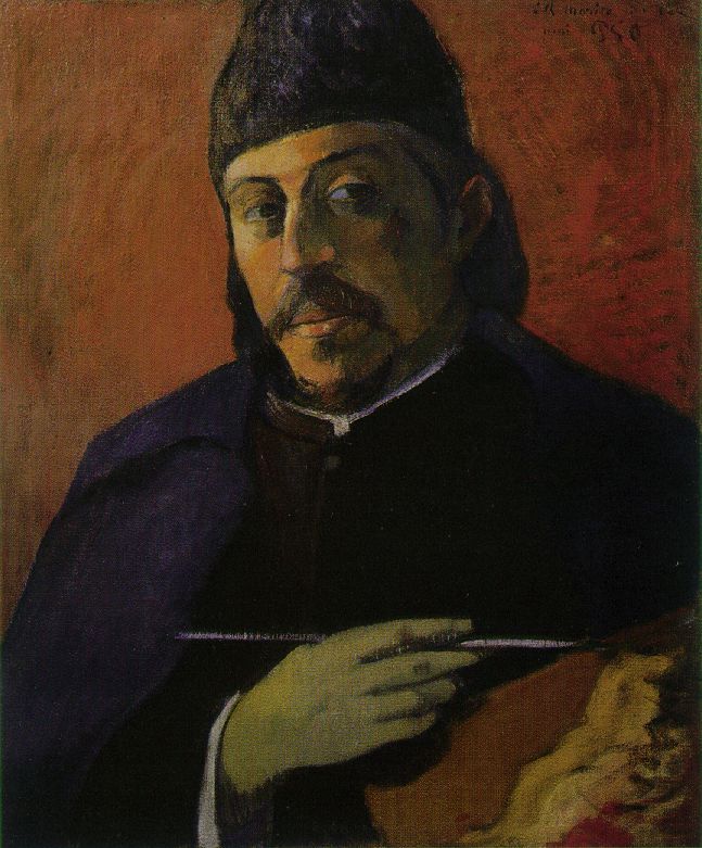 Self-portrait with Palette  c.1894  by Paul Gauguin Oil Painting reproduction