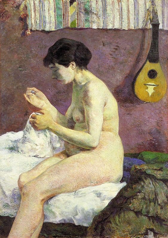 Study of a Nude (Suzanne Sewing), 1880, Ny Glyptotek, Copenhagen   by Paul Gauguin Oil Painting reproduction
