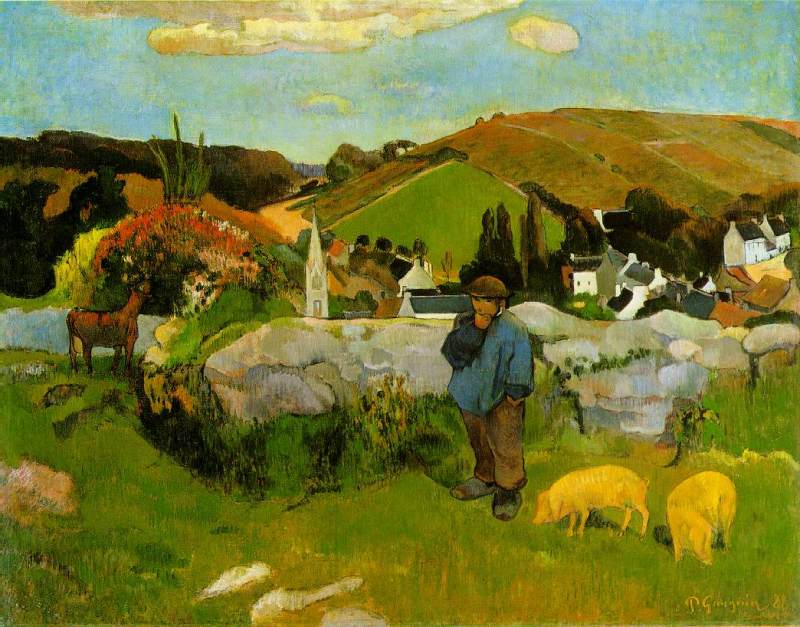 The Swineherd, Brittany  1888   by Paul Gauguin Oil Painting reproduction