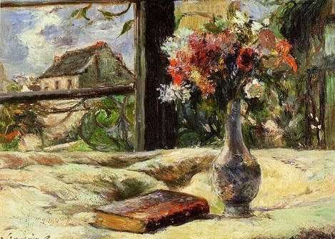 Vase Of Flowers And Window  by Paul Gauguin Oil Painting reproduction