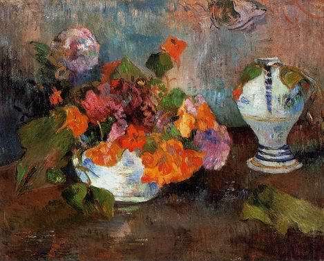 Vase Of Nasturtiums  by Paul Gauguin Oil Painting reproduction