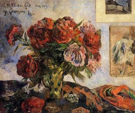 Vase Of Peonies  by Paul Gauguin Oil Painting reproduction