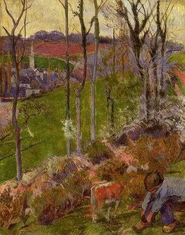 Winter Aka Young Breton Boy Adjusting His Clogby Paul Gauguin Oil Painting reproduction